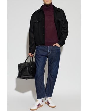 DSquared² Wool Turtleneck With Embroidered Logo - Blue