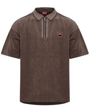 DIESEL Polo 'T-Spongy-Zip' - Brown