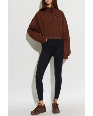 Nike Cropped Fleece Half-Zip Sweatshirt - Brown