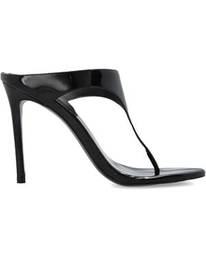 Black Suede Studio Leather Heeled Mules "Laurel" - Black