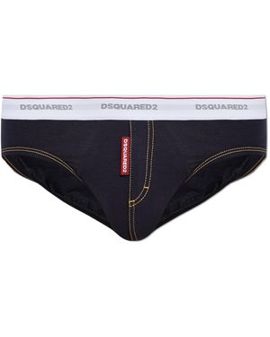 DSquared² Cotton Briefs With Logo - Black