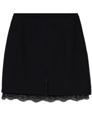 Dolce & Gabbana Wool Skirt With Lace Elements - Black