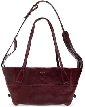 Balmain Leather Shoulder Bag - Purple