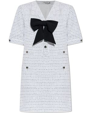 Alessandra Rich Tweed Dress With Bow - White