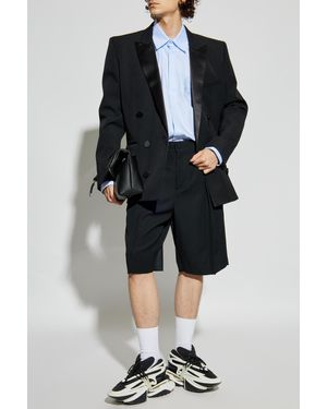 Balmain Wool Pleated Shorts - Black