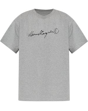 MM6 by Maison Margiela T-Shirt With Printed Logo - Grey