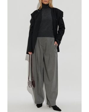 Ami Paris Cashmere Turtleneck With Logo - Black