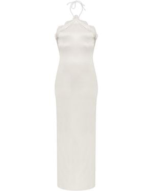 Oséree Dress With Lace Trim - White