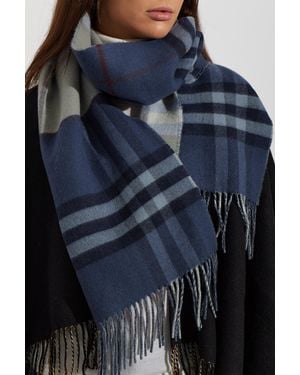 Burberry Checked Cashmere Scarf - Blue