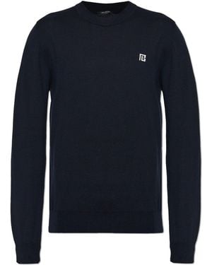 Balmain Sweater With Logo - Blue