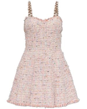 Balmain Tweed Dress With Straps - Pink