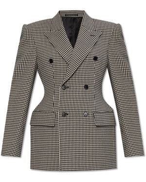 Balenciaga Double-Breasted Blazer With "Houndstooth" Pattern - Grey