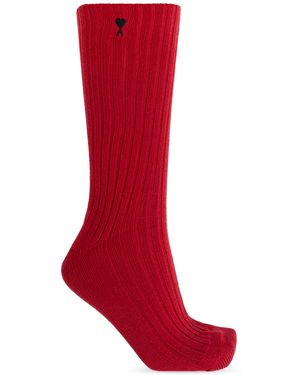 Ami Paris Socks With Logo - Red