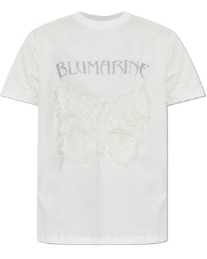 Blumarine T-Shirt With Tulle Applique - White