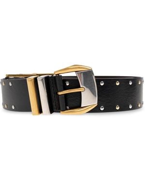 Versace Leather Belt With Studs - Black