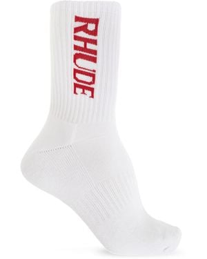 Rhude Socks With Logo - White