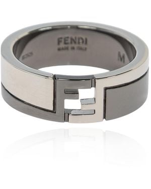 Fendi Ring With Logo - Metallic
