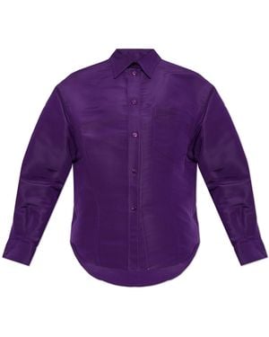 Balenciaga Silk Shirt With Logo - Purple