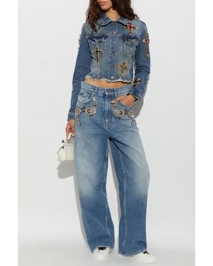 Dolce & Gabbana Denim Jacket With Appliqués - Blue