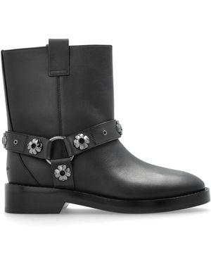 Kate Spade Leather Ankle Boots With Appliqués - Black
