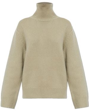 TOTEME Wool Turtleneck Sweater With Straight Cut - Natural
