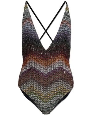 Missoni One-Piece Swimsuit With Lurex Thread - Brown