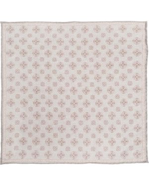 Eleventy Patterned Pocket Square - White