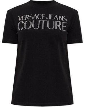Versace Jeans Couture T-Shirt With Shimmering Sequins - Black