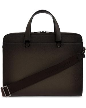 Ferragamo Leather Briefcase "Trading" - Black