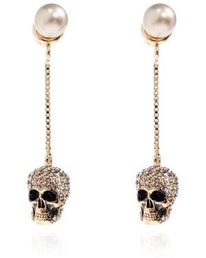 McQueen Earrings With A Distinctive Skull Motif - White