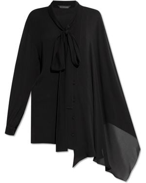 Balenciaga Silk Blouse With A Tie - Black