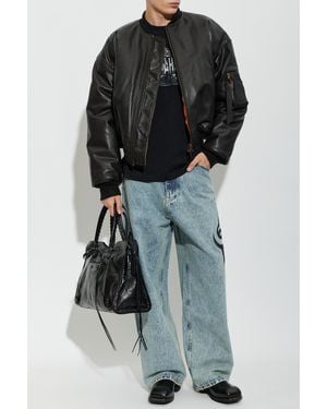 Vetements Leather 'Bomber' Jacket - Black