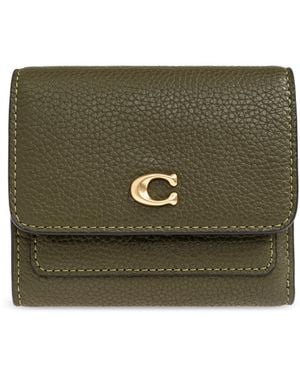 COACH Leather Wallet With Logo - Green