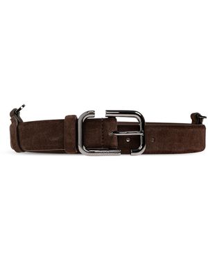 The Attico Suede Belt With Chain - Brown