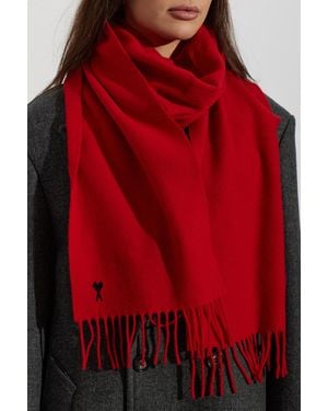 Ami Paris Wool Scarf - Red