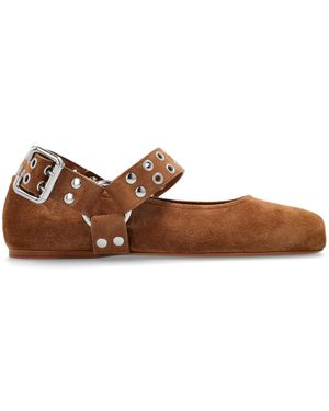 Alaïa Suede Ballet Flats 'Biker' - Brown