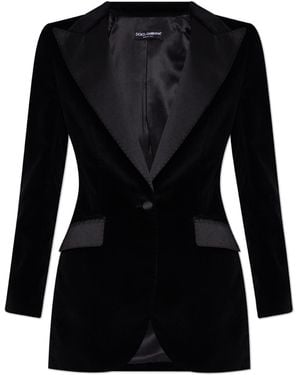Dolce & Gabbana Luxurious Velvet Single-Button Blazer - Black