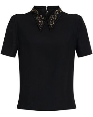 Versace Top With Applications On The Collar - Black