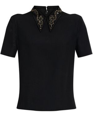 Versace Top With Applications On The Collar - Black