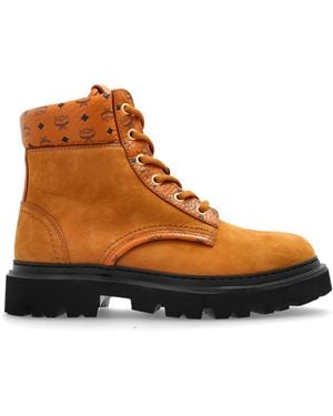 MCM Suede Lace-Up Boots - Brown