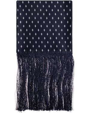 Ferragamo Silk Scarf With Fringes - Blue