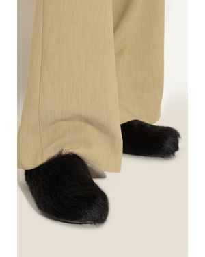 Marni Fur-Trimmed Slides - Black