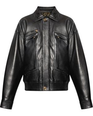 専用VERSACE Leather Raiders Jacket Leather Biker Jacket Black | VERSACE