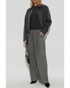 Ami Paris Cashmere Sweater With A Crew Neck - Gray