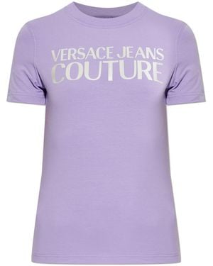 Versace Jeans Couture T-Shirt With Printed Logo - Purple