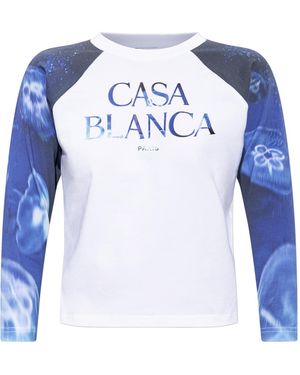 CASABLANCA Logo Print Top - Blue
