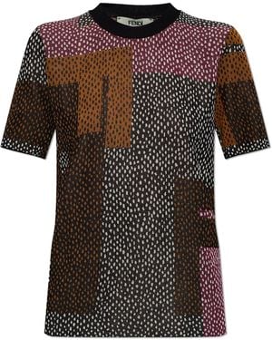 Fendi Patterned T-Shirt - Brown