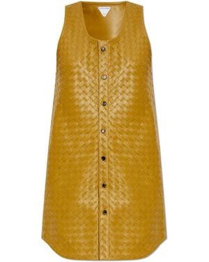 Bottega Veneta Sleeveless Leather Dress - Yellow