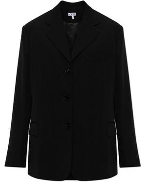 Loewe Wool Blazer With Open Lapels - Black