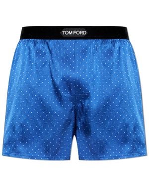Tom Ford Silk Boxers With Logo - Blue